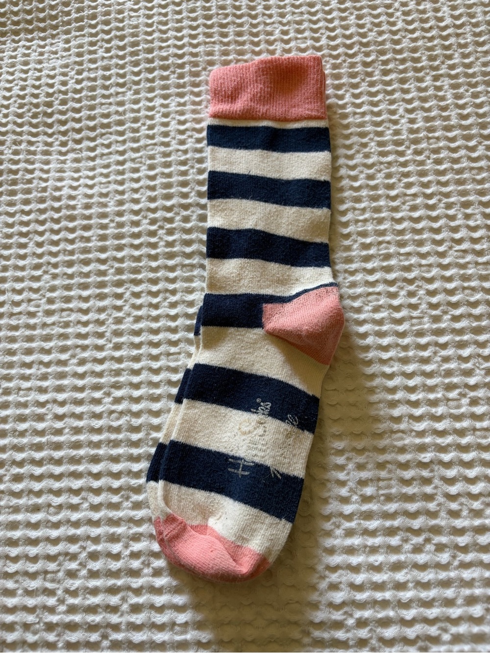 Happy Socks Navy & Pink Striped Crew Sock